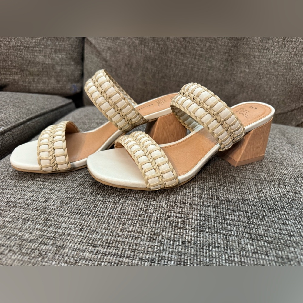 Time and Tru Cream Woven Heels